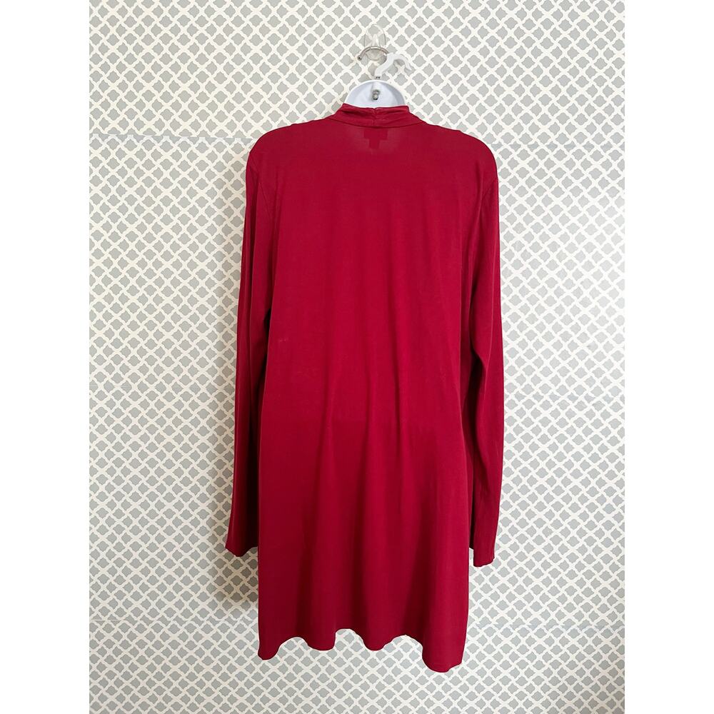 J JILL Red Longline Cardigan Open Front Lightweight Sweater M - Picture 6 of 8